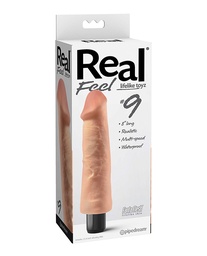 [603912296785] Real Feel No. 9  Long 9&quot; Vibe Waterproof - Mutli-speed Flesh