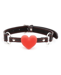 [612608642805] Plesur Heart Ball Gag w/Red Hearts - Black