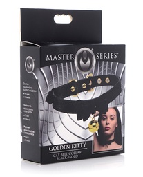 [848518037572] Master Series Golden Kitty Cat Bell Collar - Black/Gold