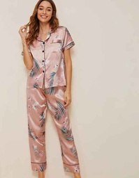 Pijama pantalon con forma de ramas color rosado