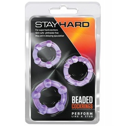 [853858007024] Blush Stay Hard Beaded Cock Rings - Purple Pack of 3