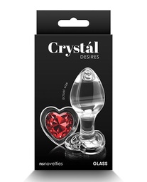 [657447105906] Crystal Desires Glass Heart Gem Butt Plug Medium - Red