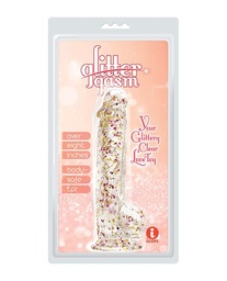 Glittergasm 8.5" Ballsy Dildo - Red/Gold/Orange