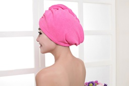 Gorro de secado de pelo de fibra sintética de color liso. (ROSADO)
