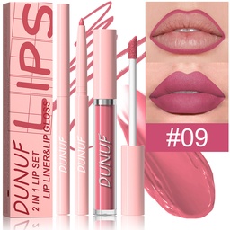 Set de labios 2 en 1, delineador de labios y un brillo labial. (#09)
