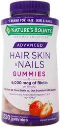 Nature's Bounty Hair, Skin & Nails Rapid Gummies, Argan-Infused Vitamin Supplement with Biotin , Supports Hair, Skin, and Nail Health for Women, 230 Count