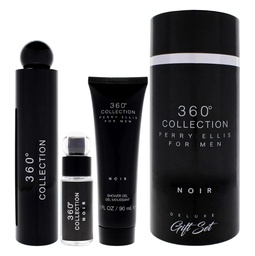 SET PERRY ELLIS 360 COLLECTION NOIR MEN  3.4 OZ EDT SP / 3.0 OZ  GEL / 0.25 OZ  MINI
