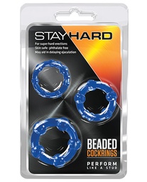 [853858007048] Blush Stay Hard Beaded Cock Rings 3 Pack - Blue