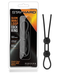 [853858007529] Blush Stay Hard Silicone Double Loop Cock Ring - Black