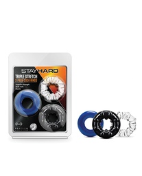 [850002870374] Blush Stay Hard Triple Stretch Cock Rings - Pack of 3