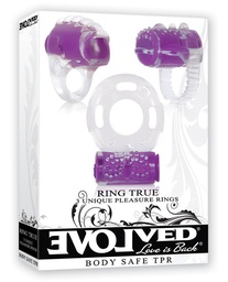 [844477010182] Evolved Ring True Unique Pleasure Rings Kit - 3 Pack Clear/Purple